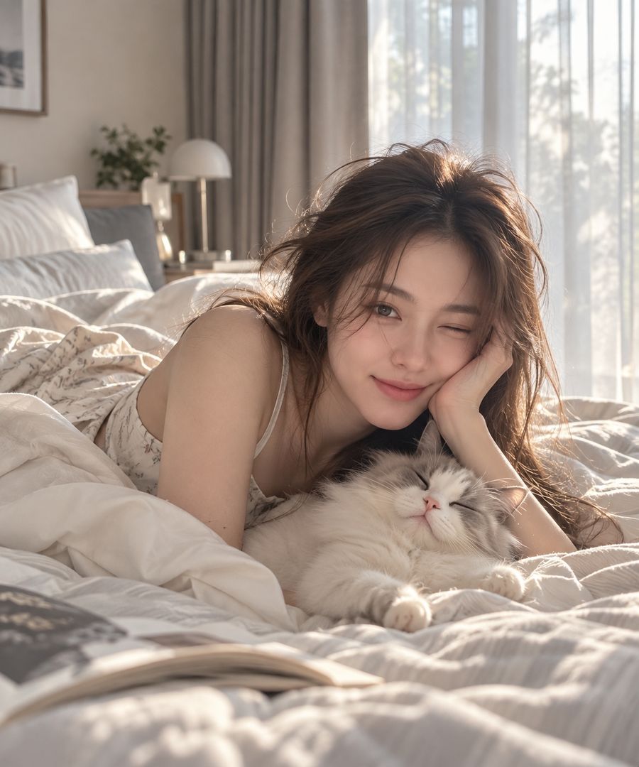Waking up in bed with the cat