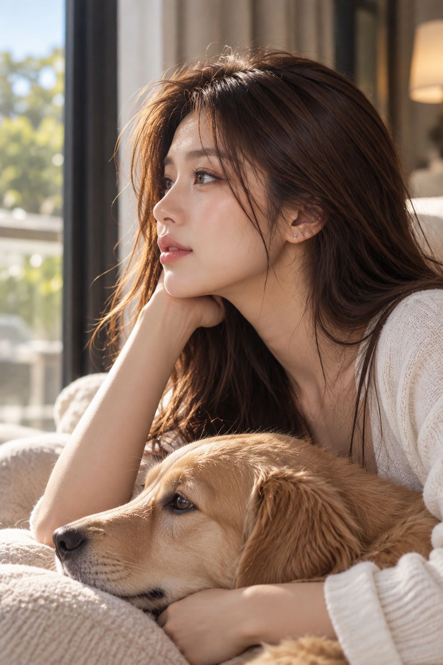By the window with the dog