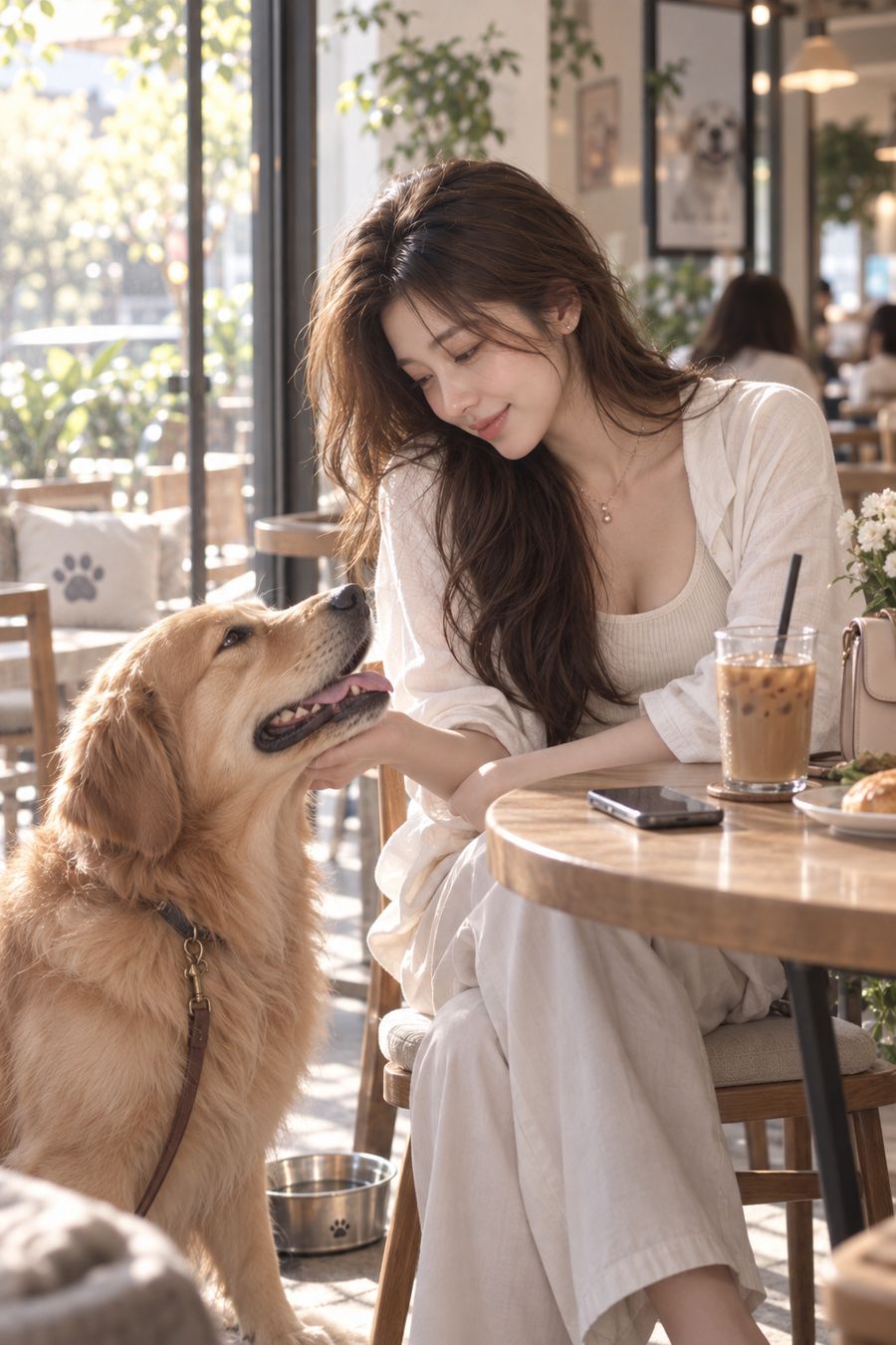 At the café with the dog
