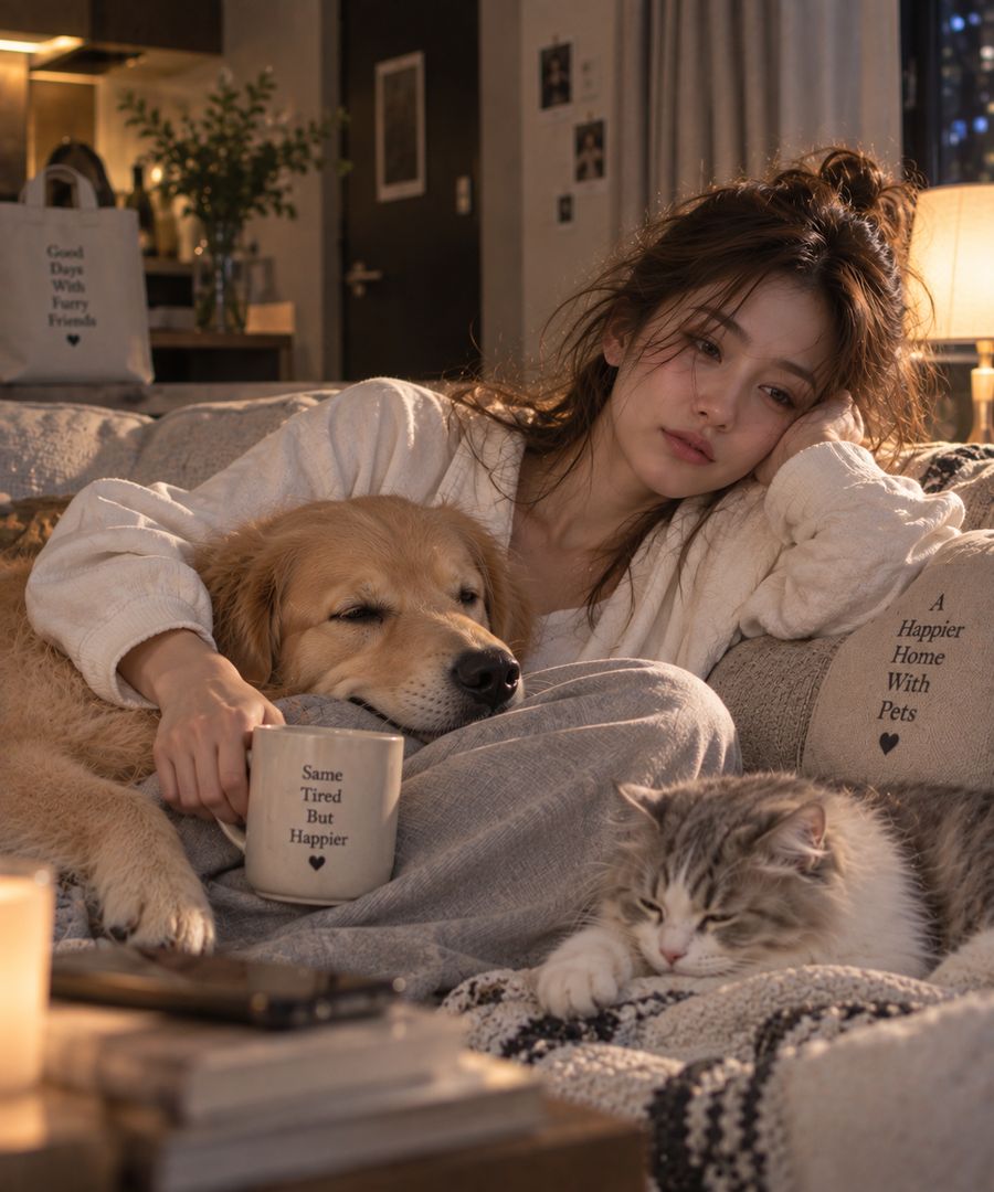 Back in bed with the dog and the cat